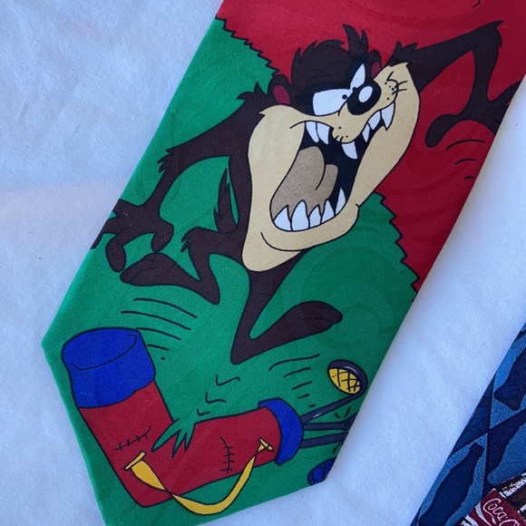 Coca Cola Polar Bear and Warner Bros 1996 Tasmanian Devil Poly Ties! - Picture 2 of 10